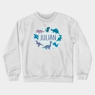 Julian name surrounded by dinosaurs Crewneck Sweatshirt